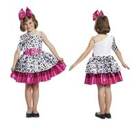 Disguise LOL Dolls - Disfraz clásico de diva de muñecas LOL, incluye un vestido estampado de Leapord en blanco y negro con detalles rosas y diadema de lazo rosa, talla S (4-6)
