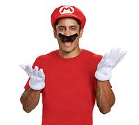 Disguise Nintendo Super Mario - Accesorios para disfraz de fontanero con sombrero rojo y bigote para adultos,