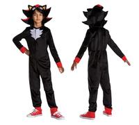 Disguise Sonic 3 Shadow Fancy Dress Jumpsuit for Kids, Official Sonic the Hedgehog by, Soft Fabric, Fabric Hood with Dimensional Quills and Ears, Unisex, for Ages 4-5, 7-8 and 10-12 years