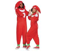 Disguise Sonic Knuckles Adult Costume, Official Sonic Movie 3 Hooded Jumpsuit for Men and Women, Adults Size XS/S