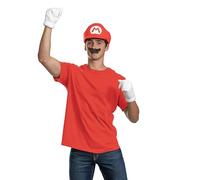 Disguise Super Mario Bros Mario - Kit de accesorios para adultos, con licencia oficial, ajuste cómodo con diseño detallado, talla única para adultos