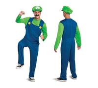 Disguise Super Mario - Disfraz Adulto Luigi - Tallas M (38-40) - Disfraz Verde - Incluye Bigote + Gorro