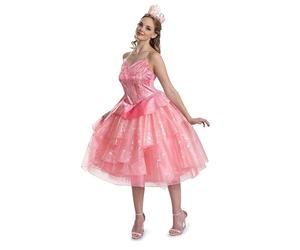 Disguise Wicked Glinda Costume, Deluxe Official Wicked Pink Glinda Dress Costume Dress for Women, Size (18-20)