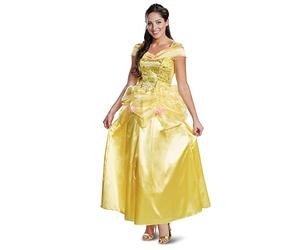 Disguise Women's Disney Princess Beauty and The Beast Belle Deluxe Adult Costume, Yellow, Small (4-6)