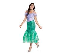 Disguise Women's Disney Princess The Little Mermaid Ariel Deluxe Adult Costume, Green & Purple, Medium (8-10)