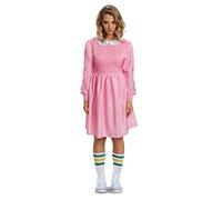 Disguise Women's Stranger Things Deluxe Pink Dress Eleven Fancy Dress Costume Medium