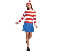 Disguise Women's Wheres Waldo Halloween, Official Adult Wenda Costume Set with Shirt and Skirt Outfit, Multicolored, Large (12-14)