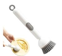 Dish Brush, Kitchen Scrubber, 2.36x2.36x10.63 Inches, Soap Adjustable Handle Wand with Built-in Dispenser, Scrubbing Tool for Bathroom Dishes Cookware, Glass, Sink Pot Pan Cleaning