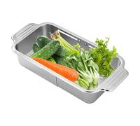 Dish Drainer, Adjustable Sink Drying Rack, Multi-Purpose Kitchen Colander, Food Washing Basket Organizer, Expandable For Kitchens Home Apartment Bathroom Counter And Fruit Cleaning, 420 G