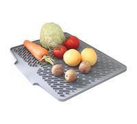 Dish Drying Mat, Kitchen Drainer Pad, 15.7x12.7 Inches Silicone Mat with Drain Lip, Heat-Resistant Sink Splash Guard Counter Protector for Fruit Vegetable Drawer Liner, Gray