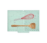 Dish Drying Mat, Silicone Hot Pad, 14.57x9.65 Inches Non Slip & Quick Dry Design, Heat Resistant Draining Mat for Vegetables, Dishes, Forks, Spoons, Kitchen Organization