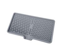 Dish Drying Mat Silicone, Non-Slip Drainage Tray, Absorbent Spill-Proof Cover, Heat-Resistant Flexible Design, for Kitchen Rv Camping Dorm Faucet Bathroom Use, 9.8x5.1x1.5 Inches