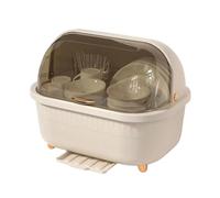 Dish Drying Rack - Dustproof Tableware Storage Organizer, Large Capacity Plate & Utensil Storage Rack with FlipCover, Dustproof Kitchen Dish Drainer Cabinet for Countertop Organization & Drying