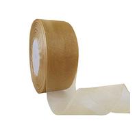 Dishaur Cinta de organza de Navidad para envolver regalos de 38 mm x 45 m, cinta de organza pura dorada para árbol de Navidad, arcos y manualidades