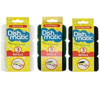 Dishmatic 9 cabezales de repuesto para estropajos de esponja mixta (3 antiarañazos, 3 resistentes, 3 extra resistentes)