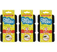 Dishmatic 9 esponjas de Repuesto Negras Extra Resistentes para Limpieza, Espuma, 3 Unidades (Paquete de 3)