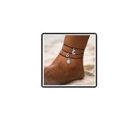 Dishowme 3 uds sol luna tobillera estrella media luna tobillera pulsera Boho cera cuerda playa pie cadena joyería para mujeres niñas adolescentes