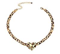 Dishowme Collar con estampado de leopardo en forma de corazón Vintage Punk Collar con collarín en forma de corazón para mujeres, talla única, Metal, No es una piedra preciosa