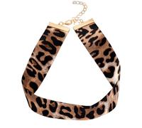 Dishowme Collar de gargantilla de corazón con estampado de leopardo vintage punk amor corazón collar para mujeres, talla única, Acero aleado Acero de aleación Tela, No es una piedra preciosa