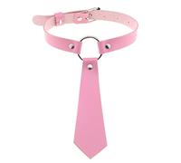 Dishowme Collar de gargantilla de cuero con pajarita, collar gótico Punk con lazo, joyería de cadena Lolita bonita para mujeres y niñas, accesorios para disfraces de Halloween (Rosa Corbata)