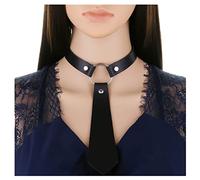 Dishowme Collar de gargantilla de cuero con pajarita, collar gótico Punk con lazo, joyería de cadena Lolita bonita para mujeres y niñas, accesorios para disfraces de Halloween (Negro Corbata)