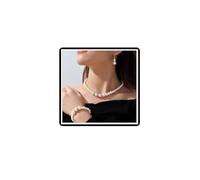 Dishowme Crystal Boda Pearl Collar Pendientes Conjuntos de novia Rhinestone Collar Pulsera Cadena Capas Faux Pearl Hebras Conjuntos de joyas para mujer, talla única, Perla sintética Gema Acero aleado