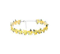 Dishowme Gargantilla de flores bordadas, collar de encaje de terciopelo, collar de cadena para mujer, Metal Tela metal