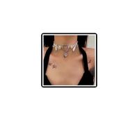 Dishowme Gargantilla de flores y corazón de cristal, collar de lazo de encaje vintage, collar de cadena de diamantes de imitación, joyería dulce Lolita para mujer, talla única, Diamante de imitación