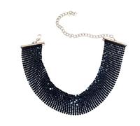 Dishowme Gargantilla de lentejuelas, collar ancho de metal con lentejuelas, collar punk hip-hop, joyería para mujeres y niñas, Metal