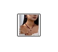 Dishowme Juego de 4 pendientes de collar de perlas sintéticas vintage con forma de corazón, gargantilla de corazón, conjuntos de joyas para mujeres, talla única, Acero aleado Perla artificial Acero de