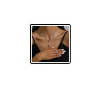 Dishowme Juego de collar y aretes de boda con diamantes de imitación de cristal para mujer, talla única, Acero aleado Diamante de imitación, No es una piedra preciosa