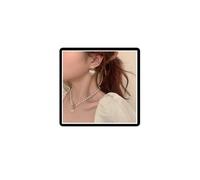 Dishowme Juego de collar y aretes de corazón de perlas con colgante de mariposa de cristal, collar con colgante de lazo de perlas de imitación, diamantes de imitación franceses, corazón, lazo, borlas,