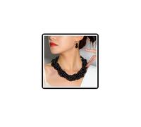 Dishowme Juego de collar y pendientes de perlas de boda trenzadas de perlas sintéticas, collar de gargantilla y collar de joyería para mujer, talla única, Acero aleado Perla sintética, No es una