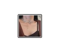 Dishowme Mariposa corazón gargantilla Collar Punk Lariat círculo Collar cadena hueco estrella amor corazón Collar joyería para mujeres niñas (Plateado A)