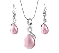 Dishowme Set de joyas con collar y pendientes de cristal de ópalo, colección de lágrimas sintéticas con ojo de gato, collar de piedras preciosas para mujer, Einheitsgröße, Gema Acero aleado, No es una