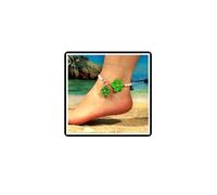 Dishowme Tobillera con perlas y flores, estilo bohemio, perlas sintéticas, cadena para el pie, para verano, playa, sandalias descalzas para mujer, talla única, Acero aleado Aleación de acero Perla