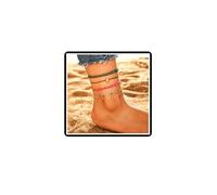 Dishowme Tobillera de concha de perla, tobillera con borlas de estrella de cristal, cuentas de alas de Ángel trenzadas, cadena de pie de playa de verano, joyería para mujeres y niñas (Dolado A)