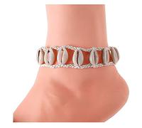 Dishowme Tobillera de concha, tobillera de caracola en capas estilo bohemio, concha marina trenzada hawaiana, joyería para pies de verano para mujeres y niñas