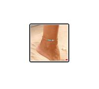 Dishowme Tobillera turquesa de ojo malvado, pulsera bohemia con cuentas de ojo turco, tobillera de verano, playa, sandalia descalza, joyería para mujer, talla única, Metal Metal Piedra Naure, No es