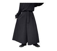 Disimlarl Hakama Harajuku Kimono-Samurai-Pantalón para hombres, holgado, pantalón amplio, uniformes de Kendo, Negro , L
