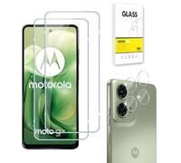 Dision Protector de Pantalla Compatible con Motorola Moto G24/G04/G04S/E14 [2 Piezas] +Protector de Lente de Cámara [2 Piezas] [Tecnología de Defensa Múltiple]Vidrio Templado