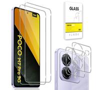 Dision Protector de Pantalla Compatible con Xiaomi Poco M7 Pro [2 Piezas] +Protector de Lente de Cámara [2 Piezas] [Tecnología de Defensa Múltiple]Vidrio Templado
