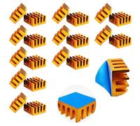 Disipadores, CTRICALVER 20 Pcs Disipador Aluminio con pegamento térmico 14 x 14 x 7mm (L*W*H), para enfriar impresora 3D (dorado)