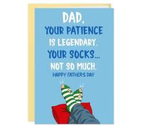 DISJOURNEY Tarjeta de felicitación para el día del padre con texto en inglés «Your Patience is Legendary Happy Father's Day Card from Son Daughter», 14 x 20 cm, hecha a mano, en blanco, regalo de