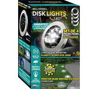 DISK LIGHT 180°, Set de 4 proyectores de energía solar, para iluminar y decorar todo el jardín - Visto en el televisor LED04 Plata