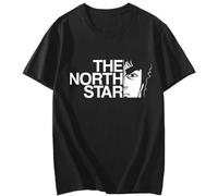Diskon Besar Musim Panas Kaus Uniseks Anime Bintang Utara Fist of The North Star T-Shirt Pria Katun 100 Longgar Black Men's