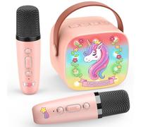 Dislocati Karaoke Infantil 2 Microfonos Inalambricos Karaoke, Unicornios Regalo para Niñas 3-12 Años Micrófono Inalámbrico Bluetooth para Cantar Juguetes Niña 3-12 Años Microphone Regalo Navidad Niña