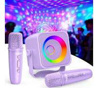 Dislocati Karaoke Infantil 2 Microfonos Inalambricos, Regalo Niña 4 5-15 Años Karaoke Infantil Juguetes Niñas 3-15 Años Equipo de Karaoke Portátil con Bola de Luces de Discoteca y Soporte Desmontable