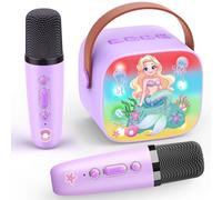 Dislocati Karaoke Niña con 2 Microfono Inalambrico, Sirena Regalos para Niñas de 3-12 Años Micrófono Bluetooth Karaoke para Cantar Microphone Juguetes Niña 3-12 Años Regalos Navidad Niña