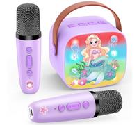 Dislocati Karaoke Niña con 2 Microfono Inalambrico, Sirena Regalos para Niñas de 3-12 Años Micrófono Bluetooth Karaoke para Cantar Microphone Juguetes Niña 3-12 Años Regalos Navidad Niña
